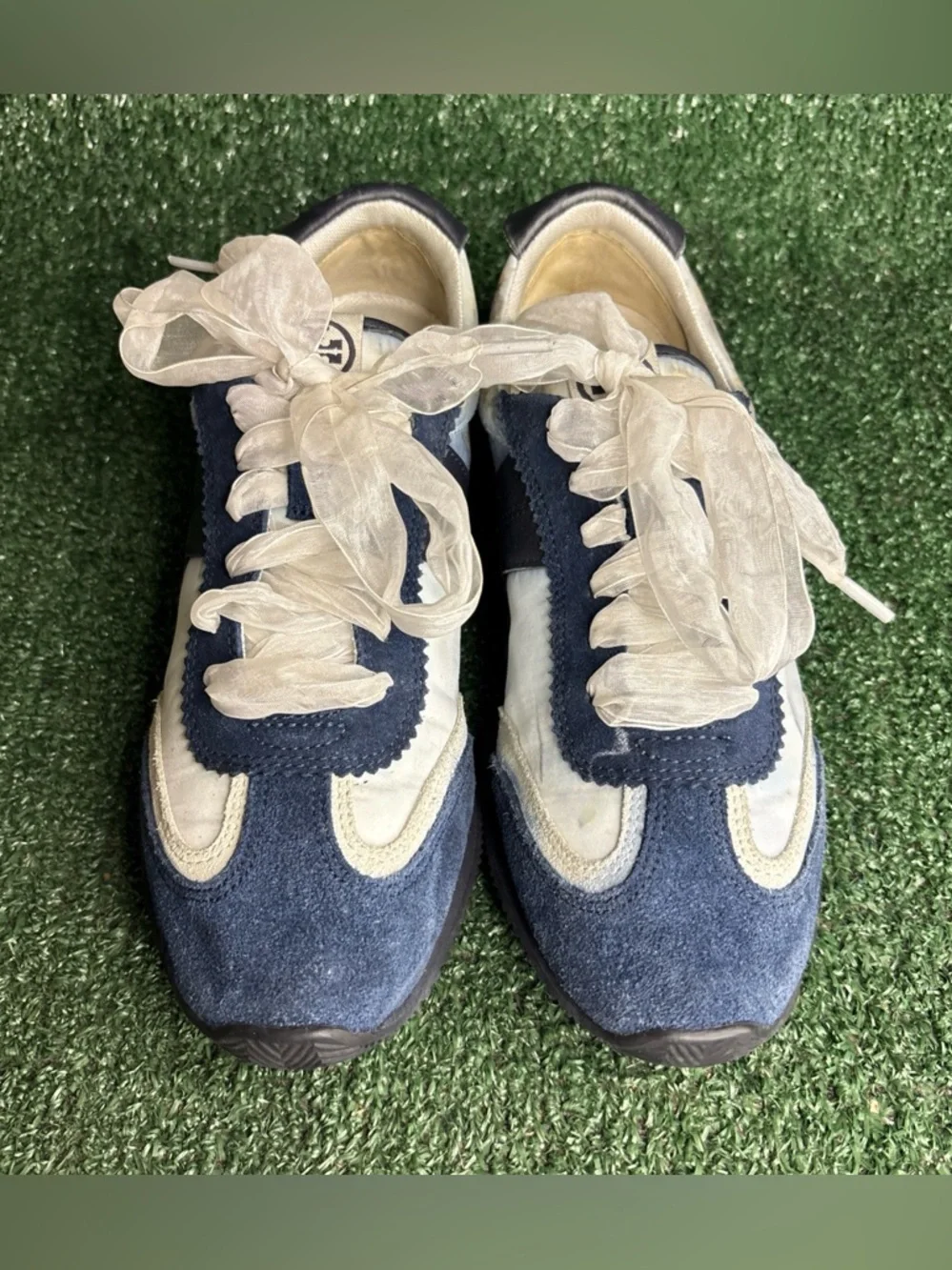 TORY BURCH 8913 SUEDE AND TEXTILE Women's Sneakers Trainers‎ Size 8 M